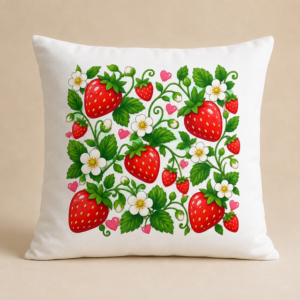 Kissenbezug 40 × 40 cm – Erdbeeren