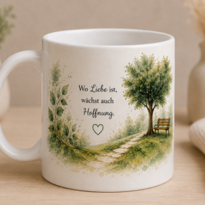 Keramiktasse 330 ml – Wo Liebe ist, wächst Hoffnung