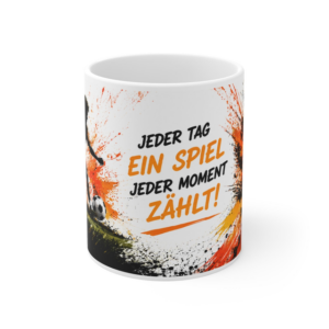 Keramiktasse 330 ml – Fußball Jeder Moment zählt